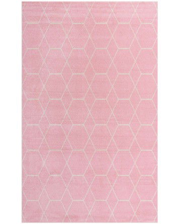 Tapete Enrejado Geométrico en Rosa Claro