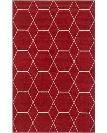 Tapete Enrejado Geométrico en Rojo