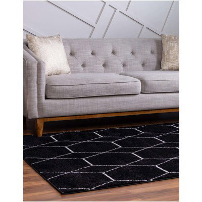 Tapete Enrejado Geométrico en Negro