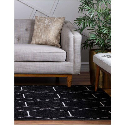 Tapete Enrejado Geométrico en Negro