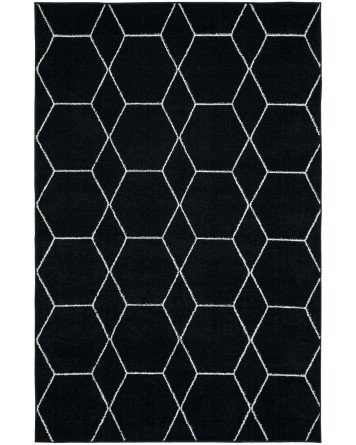 Tapete Enrejado Geométrico en Negro