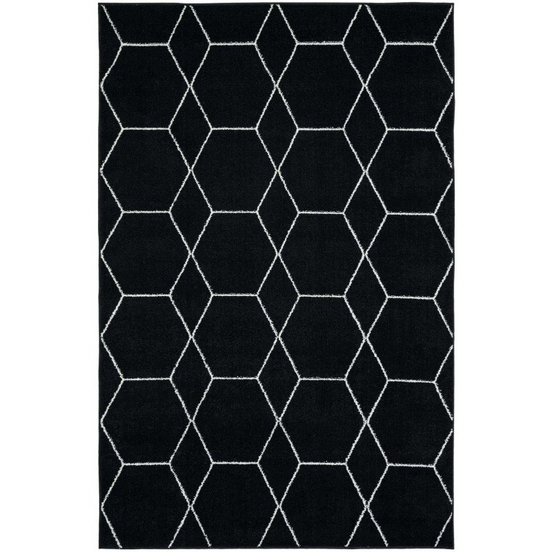 Tapete Enrejado Geométrico en Negro