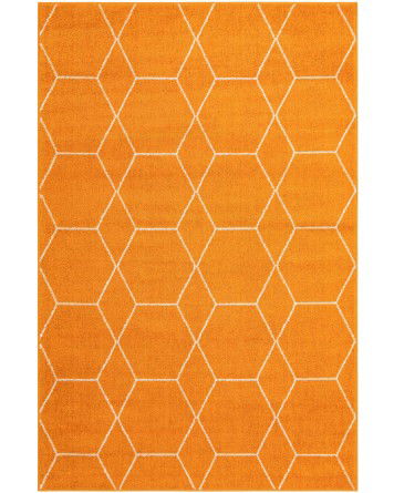 Tapete Enrejado Geométrico en Naranja