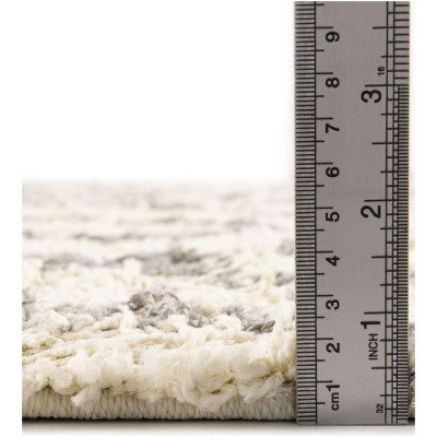 Tapete Shaggy Rombos Enrejados en Marfil