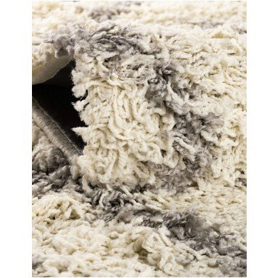 Tapete Shaggy Rombos Enrejados en Marfil