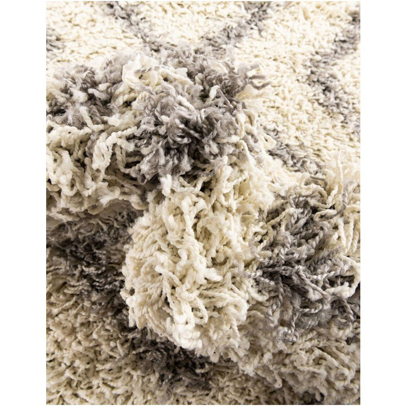 Tapete Shaggy Rombos Enrejados en Marfil