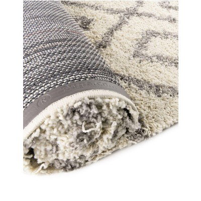 Tapete Shaggy Rombos Enrejados en Marfil