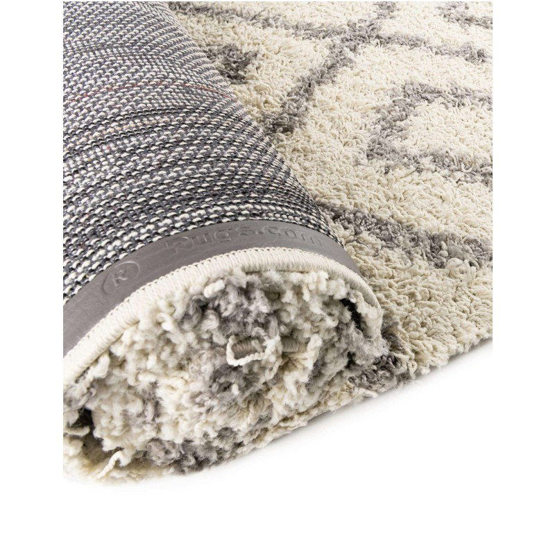 Tapete Shaggy Rombos Enrejados en Marfil