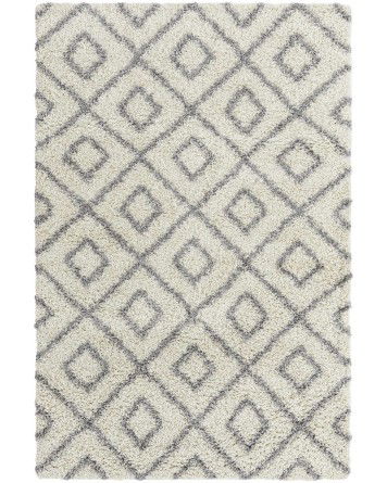 Tapete Shaggy Rombos Enrejados en Marfil