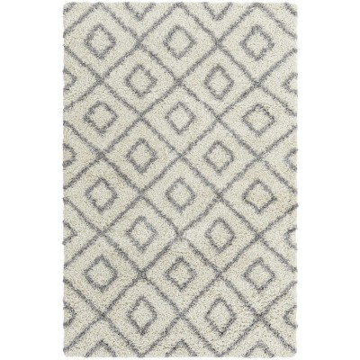 Tapete Shaggy Rombos Enrejados en Marfil