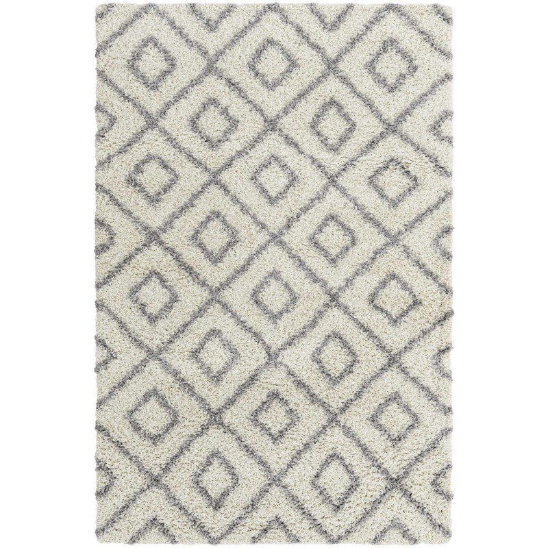 Tapete Shaggy Rombos Enrejados en Marfil