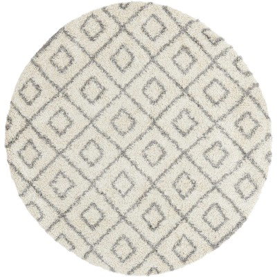 Tapete Shaggy Rombos Enrejados en Marfil