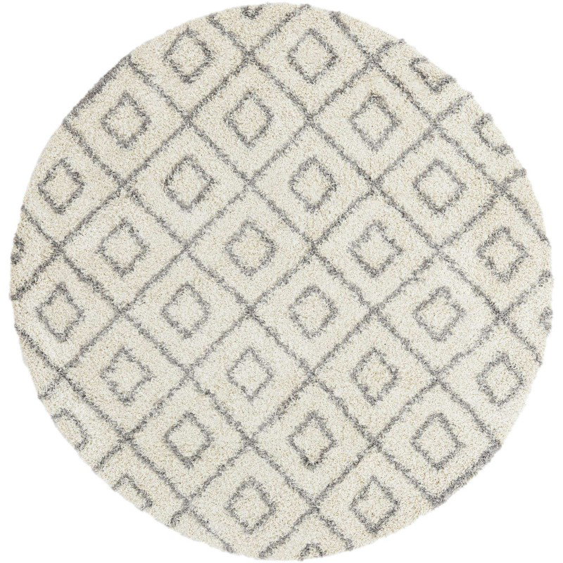 Tapete Shaggy Rombos Enrejados en Marfil