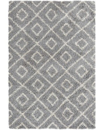 Tapete Shaggy Rombos Enrejados en Gris