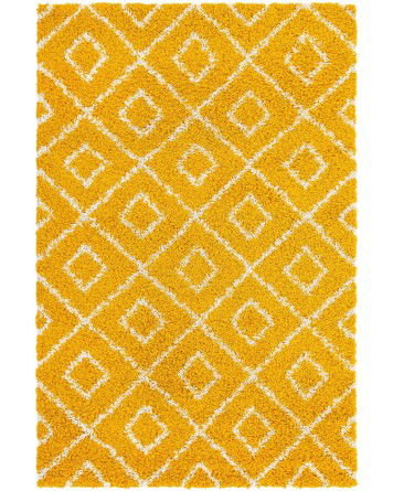 Tapete Shaggy Rombos Enrejados en Amarillo