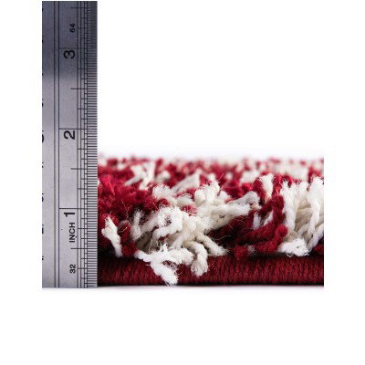 Tapete Shaggy Rombos Enrejados en Rojo Burdeos