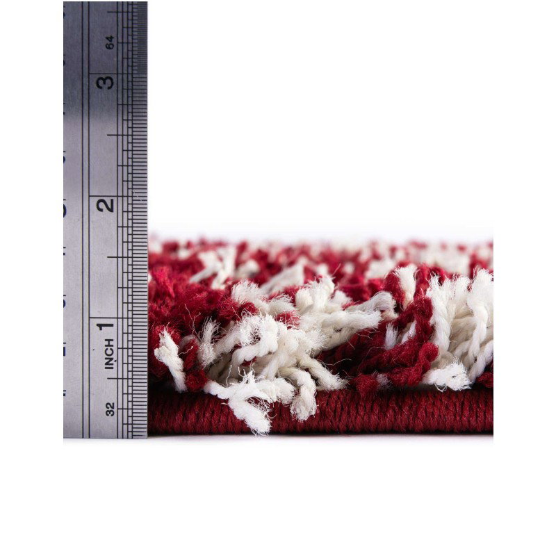 Tapete Shaggy Rombos Enrejados en Rojo Burdeos