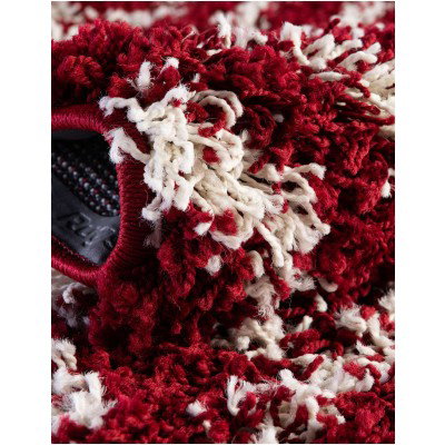 Tapete Shaggy Rombos Enrejados en Rojo Burdeos