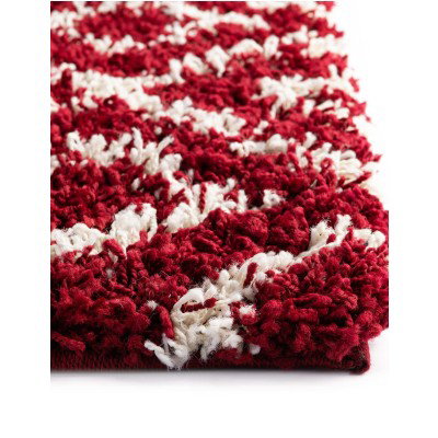 Tapete Shaggy Rombos Enrejados en Rojo Burdeos