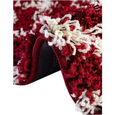 Tapete Shaggy Rombos Enrejados en Rojo Burdeos