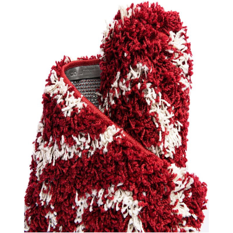 Tapete Shaggy Rombos Enrejados en Rojo Burdeos