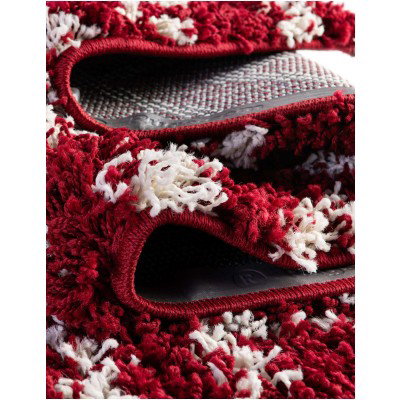 Tapete Shaggy Rombos Enrejados en Rojo Burdeos