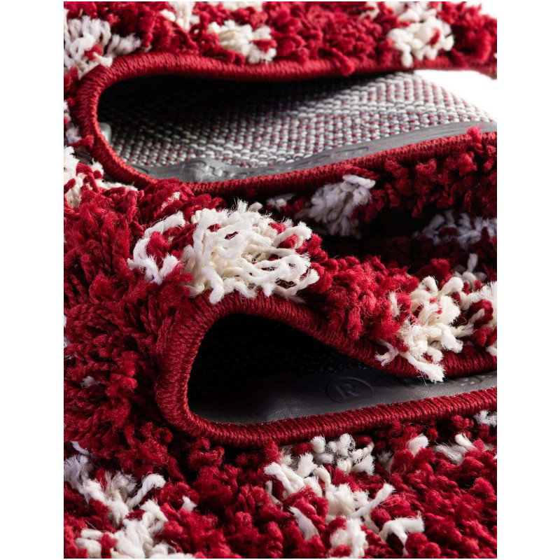 Tapete Shaggy Rombos Enrejados en Rojo Burdeos