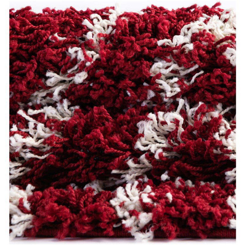 Tapete Shaggy Rombos Enrejados en Rojo Burdeos