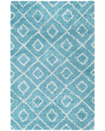 Tapete Shaggy Rombos Enrejados en Aqua