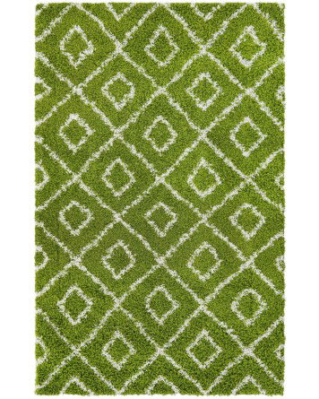 Tapete Shaggy Rombos Enrejados en Verde