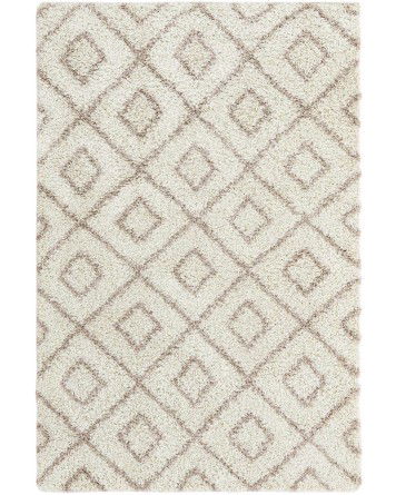 Tapete Shaggy Rombos Enrejados en Beige