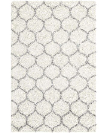 Tapete Shaggy Enrejado en Marfil