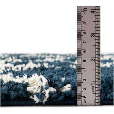 Tapete Shaggy Enrejado en Azul Marino