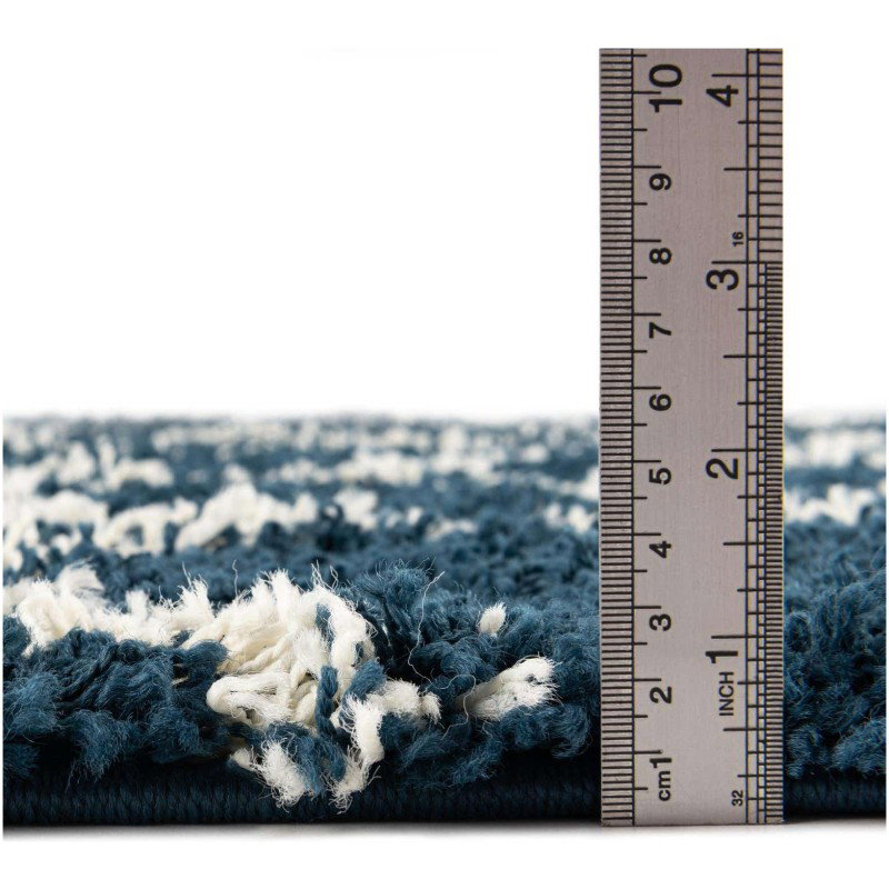 Tapete Shaggy Enrejado en Azul Marino