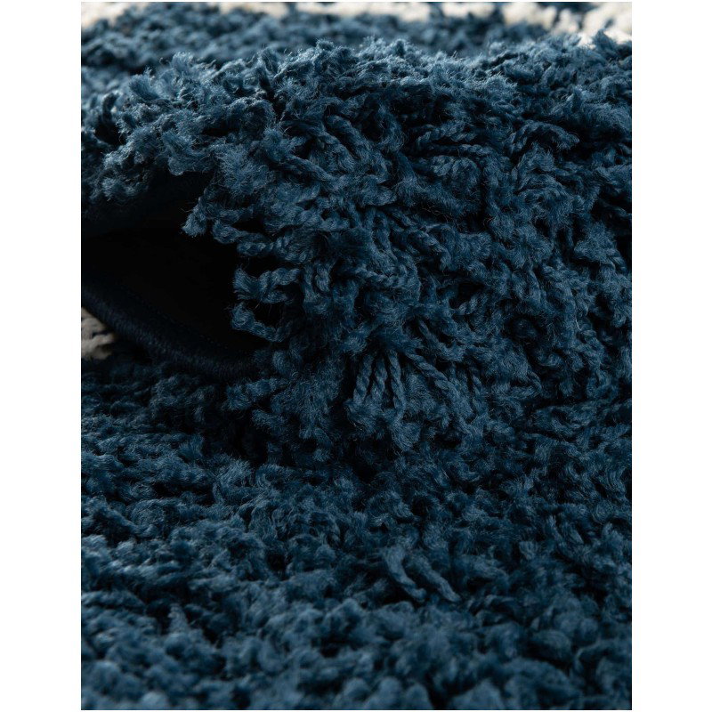 Tapete Shaggy Enrejado en Azul Marino