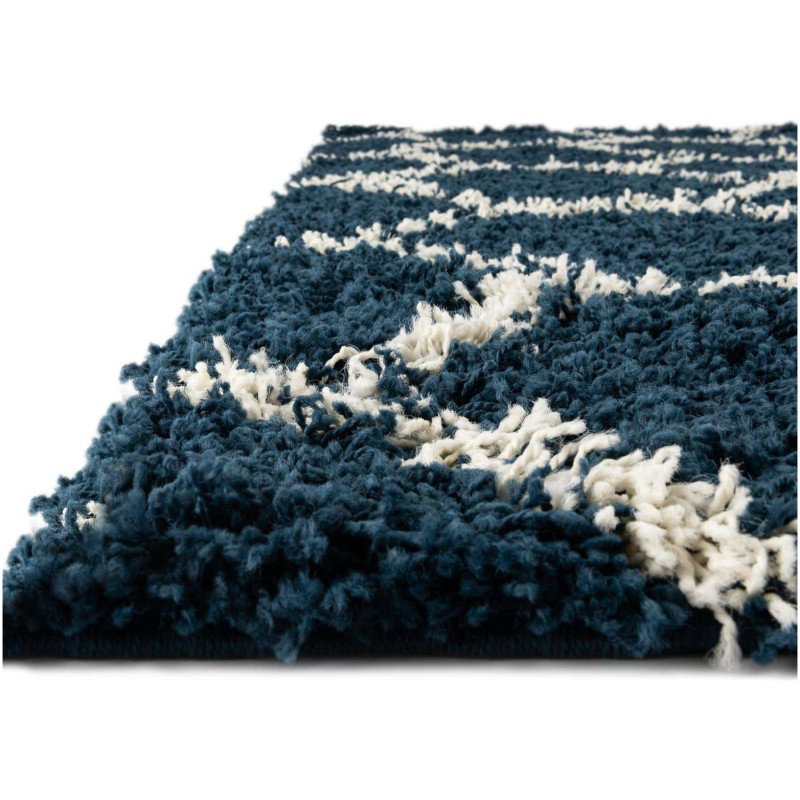 Tapete Shaggy Enrejado en Azul Marino
