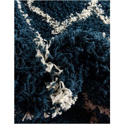 Tapete Shaggy Enrejado en Azul Marino