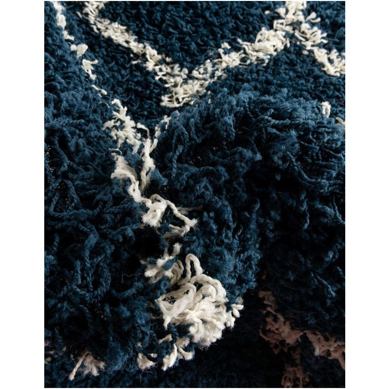 Tapete Shaggy Enrejado en Azul Marino