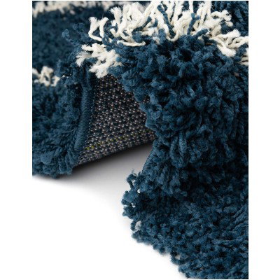 Tapete Shaggy Enrejado en Azul Marino