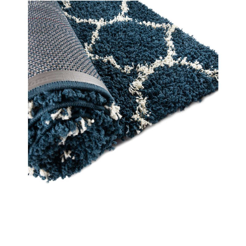 Tapete Shaggy Enrejado en Azul Marino