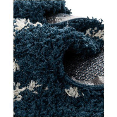 Tapete Shaggy Enrejado en Azul Marino