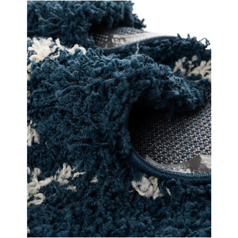 Tapete Shaggy Enrejado en Azul Marino