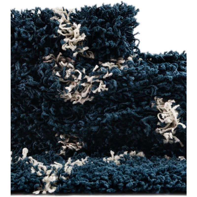Tapete Shaggy Enrejado en Azul Marino
