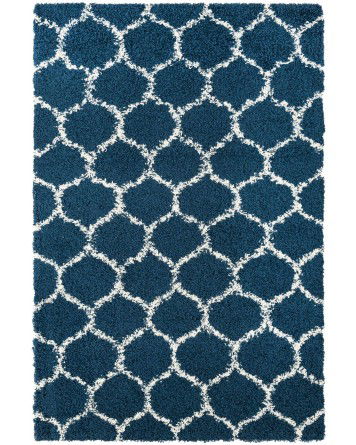 Tapete Shaggy Enrejado en Azul Marino