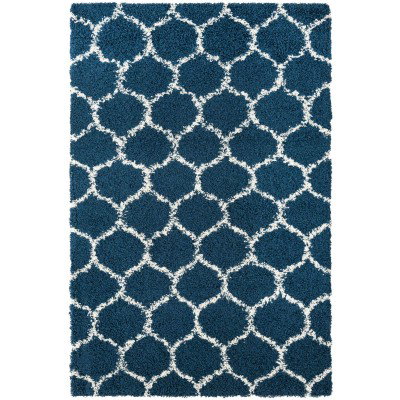 Tapete Shaggy Enrejado en Azul Marino