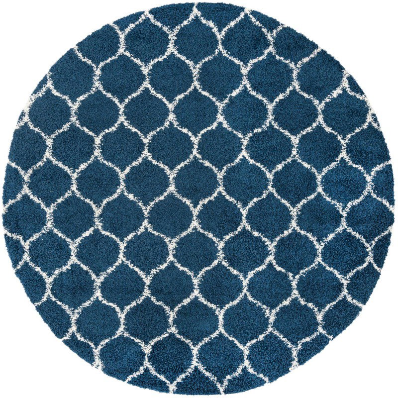 Tapete Shaggy Enrejado en Azul Marino