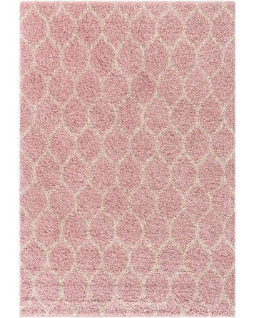 Tapete Shaggy Enrejado en Rosa Claro