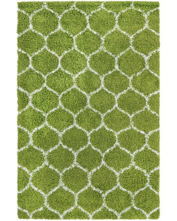 Tapete Shaggy Enrejado en Verde
