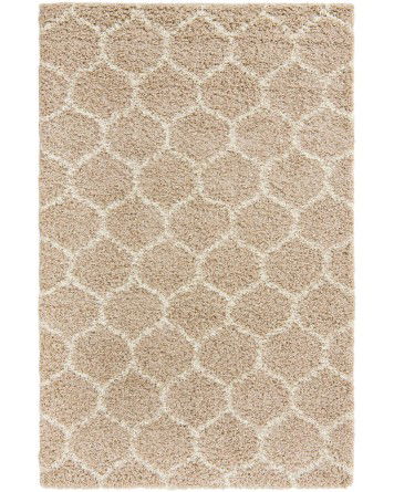 Tapete Shaggy Enrejado en Café Claro