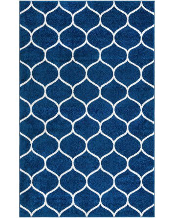 Tapete Enrejado Curvo en Azul Marino
